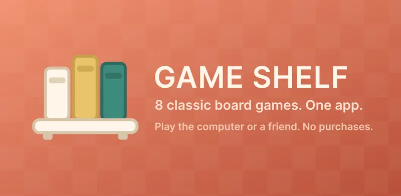 Game Shelf key art showing three books standing on a shelf